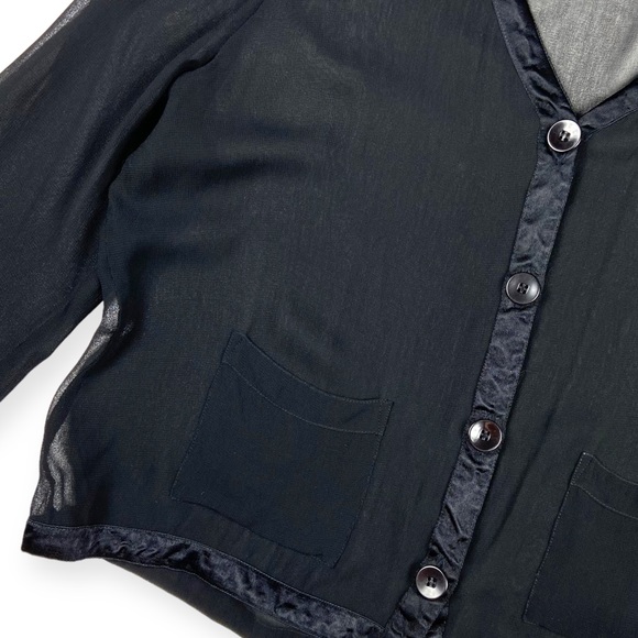 Express Vintage 1990s Black Sheer Button Up Cardigan - Picture 5 of 11